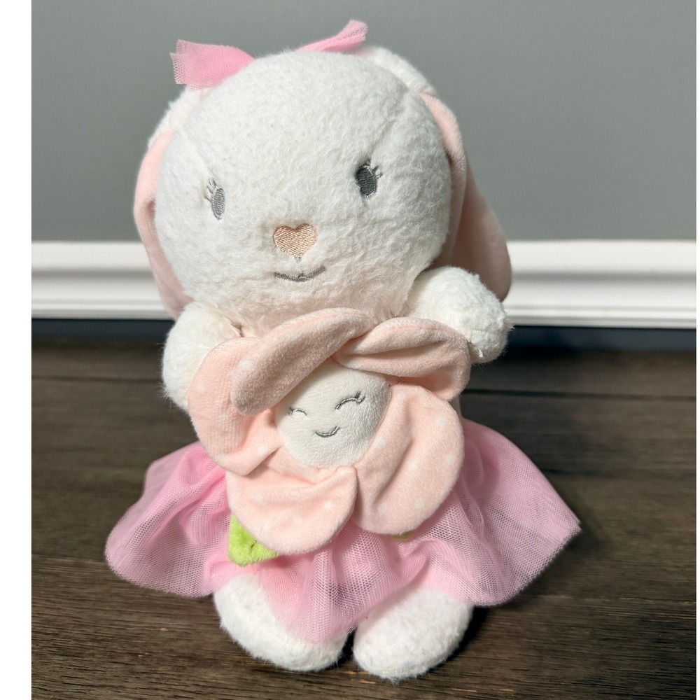 DreamGro Dream Gro Pink White Bunny in Tutu with Crinkle Flower Plush Lovey